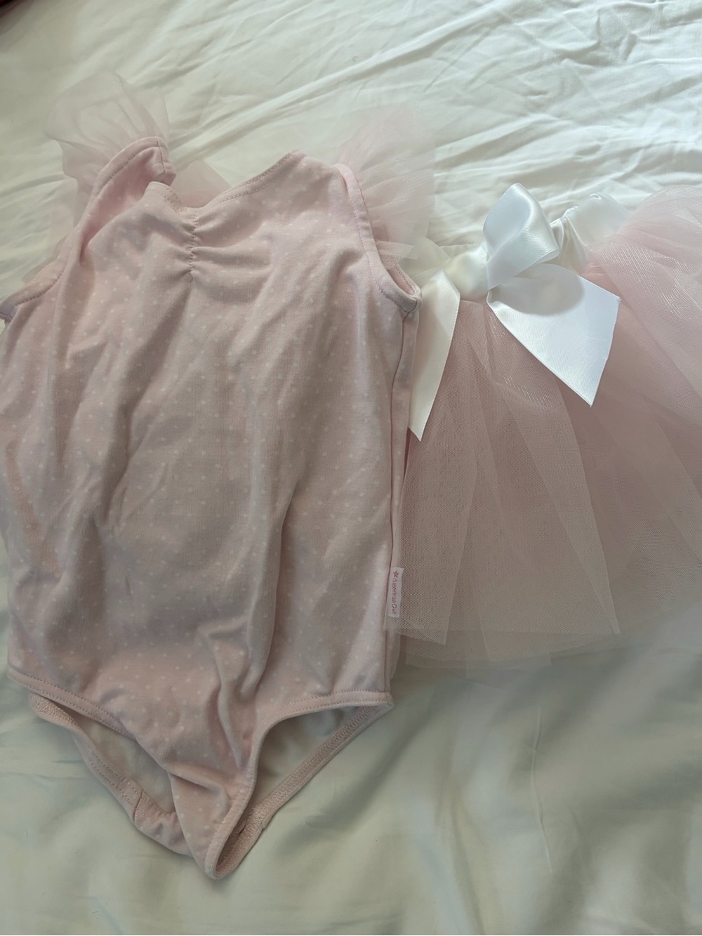 American Girl Light Pink Tulle Ballet Costume with White Bow